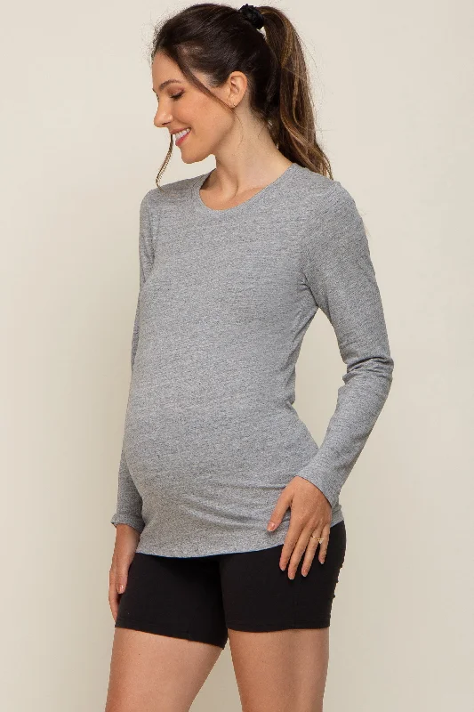 Heather Grey Long Sleeve Maternity Top