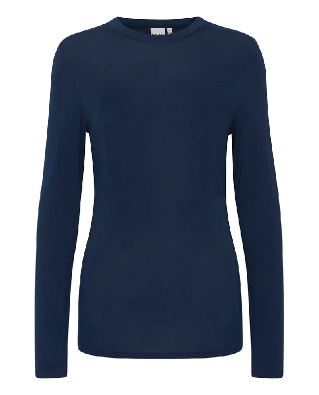 Ichi Philuca Navy Long Sleeve Top