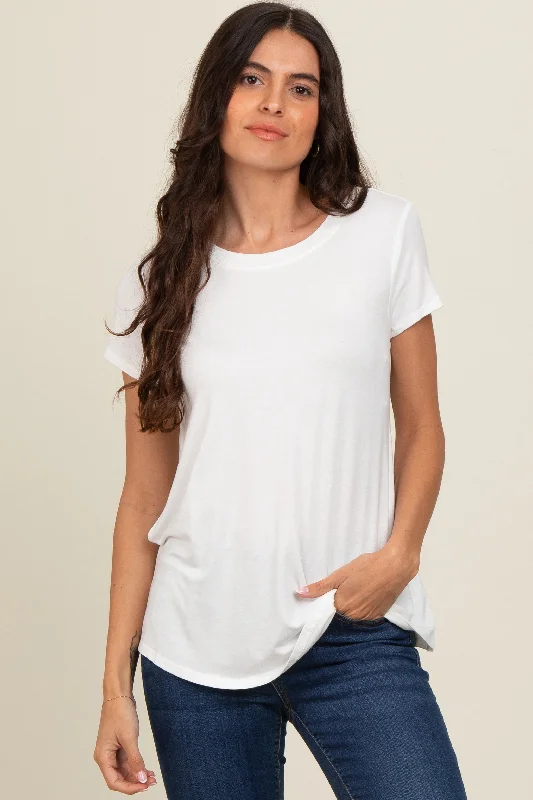 Ivory Basic Short Sleeve Maternity Top