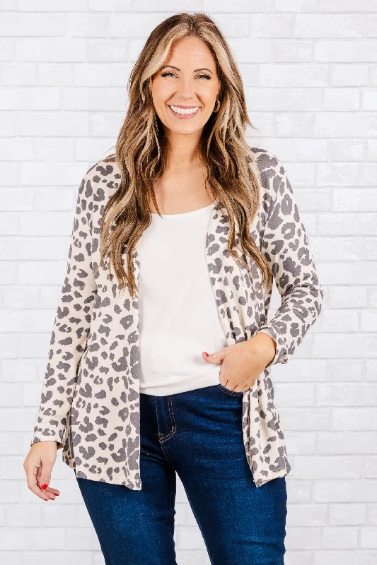 Jungle Chic Cardigan, Cream-Black