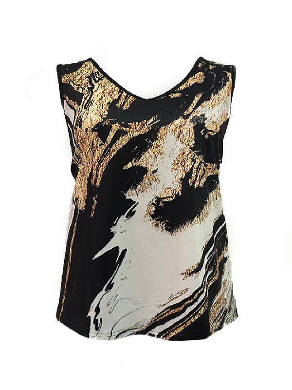 Kiara Plus Size Tank in Marble Print