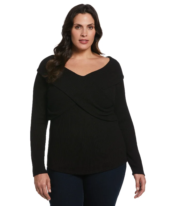 Plus Size Marilyn Ribbed Crossover Top