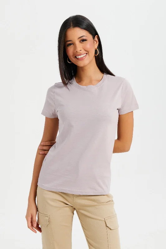 Women Mauve Basic T-Shirt