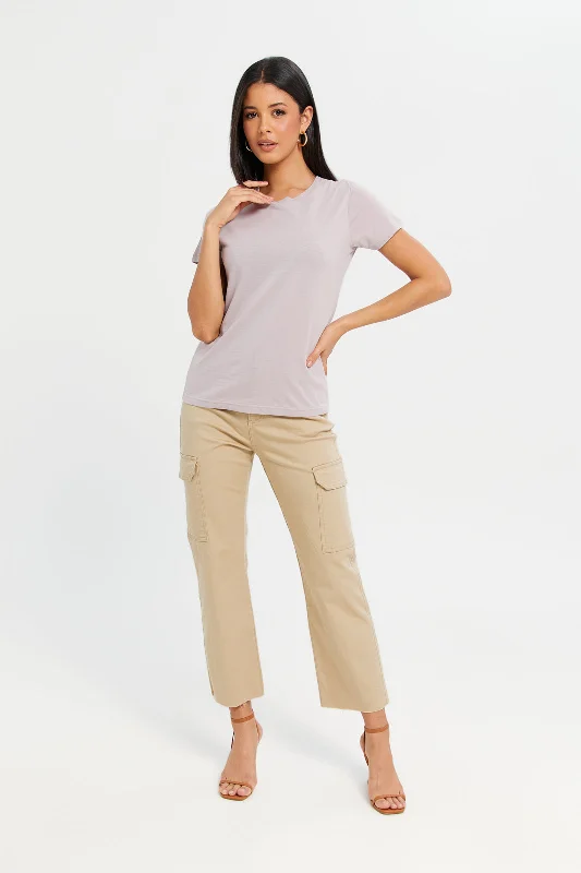 Women Mauve Basic T-Shirt