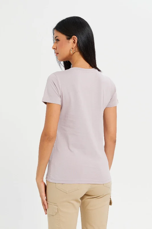 Women Mauve Basic T-Shirt