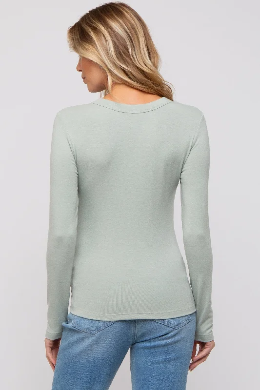 Mint Long Sleeve Maternity Top