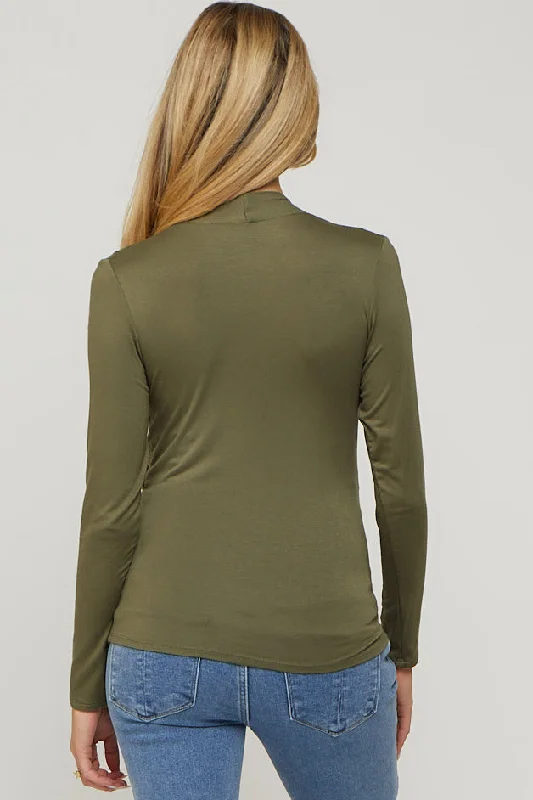 Olive Long Sleeve Wrap Maternity Nursing Top