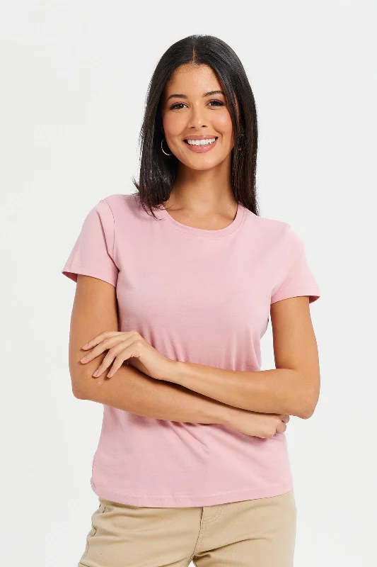 Women Pink Basic T-Shirt