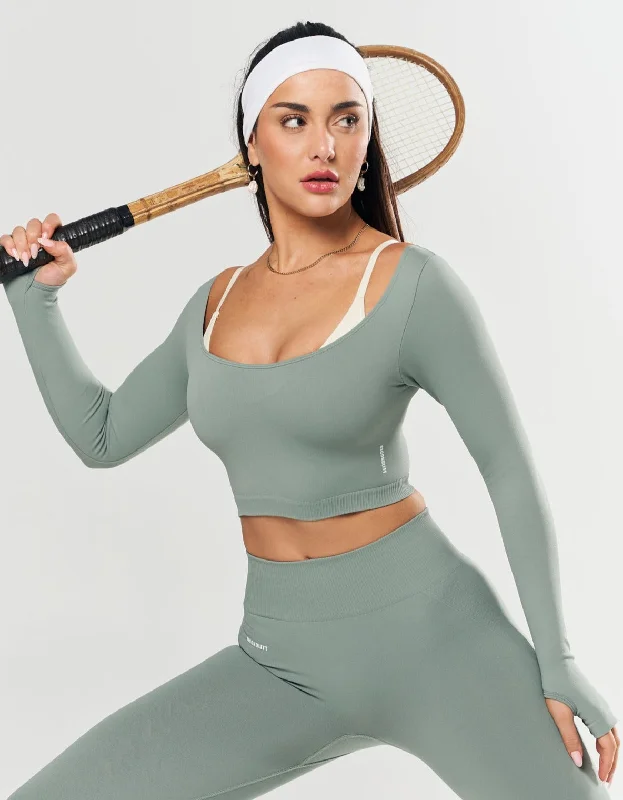 Seamless Scoop Long Sleeve - Blue