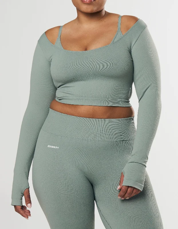 Seamless Scoop Long Sleeve - Blue