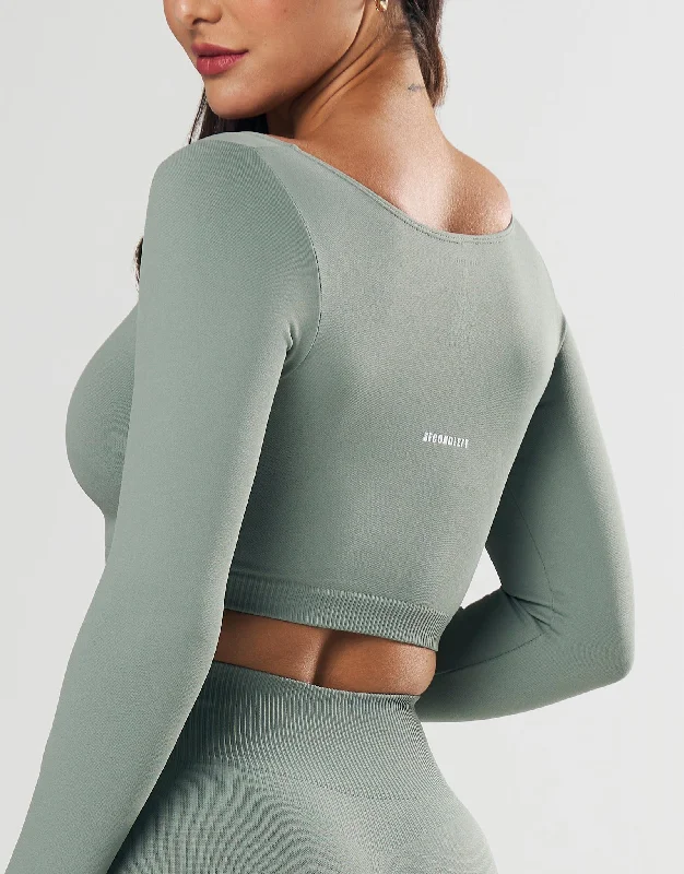 Seamless Scoop Long Sleeve - Blue