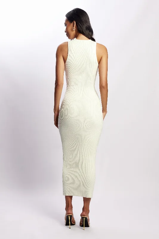 Sienna Knit Midi Dress - White