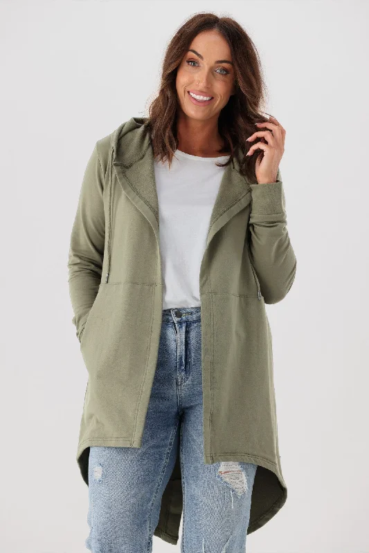 Silent Theory Ashleigh Hooded Cardigan Khaki