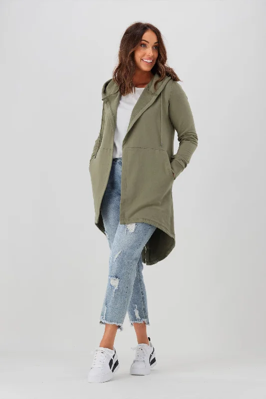 Silent Theory Ashleigh Hooded Cardigan Khaki