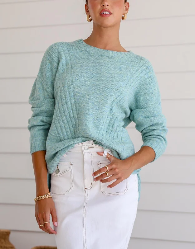 St Moritz Stitch Detail Knit - Seafoam