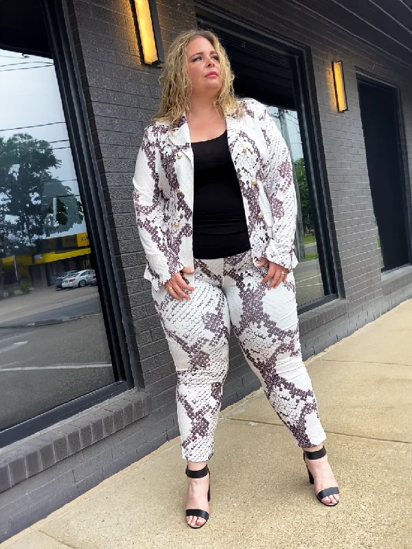 Sutton Plus Size Snake Blazer and Pant Set