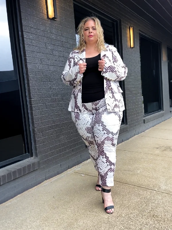 Sutton Plus Size Snake Blazer and Pant Set