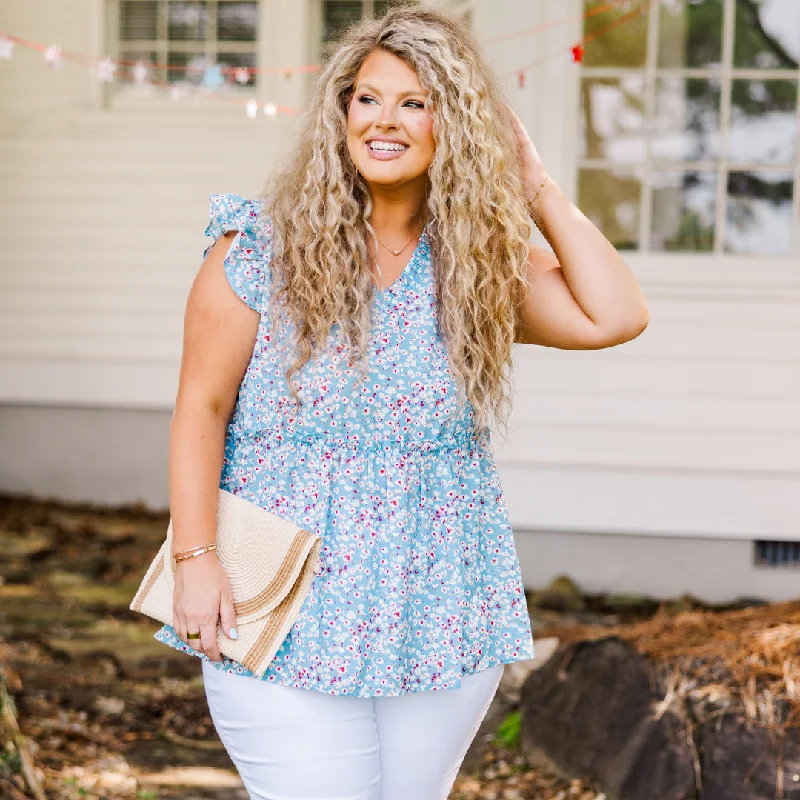 Whimsical Wildflower Top, Blue