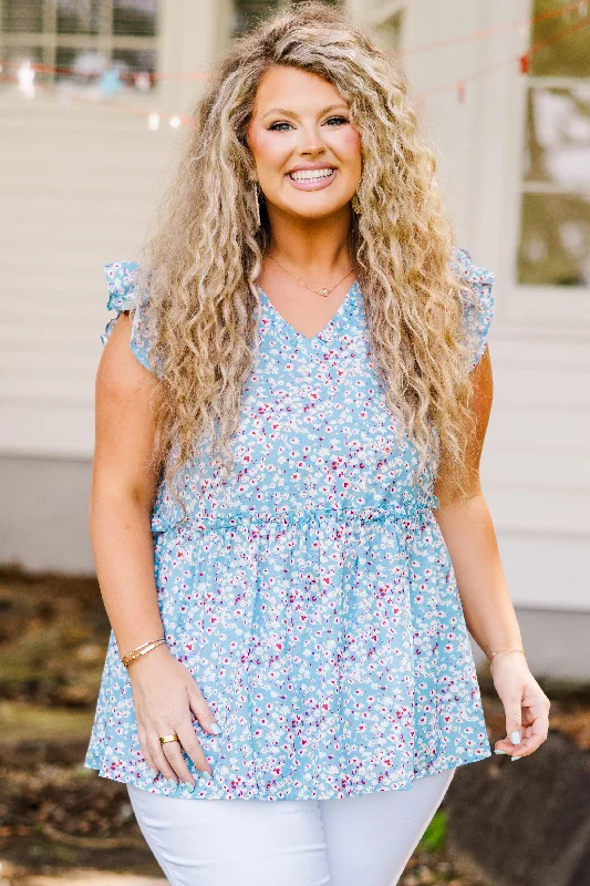 Whimsical Wildflower Top, Blue