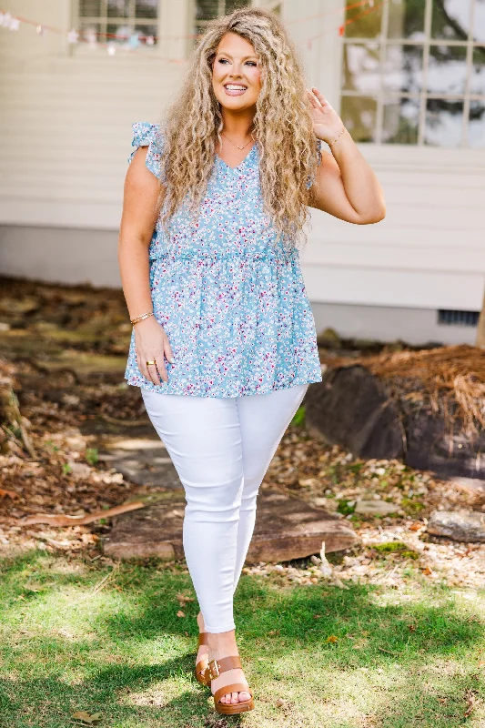 Whimsical Wildflower Top, Blue