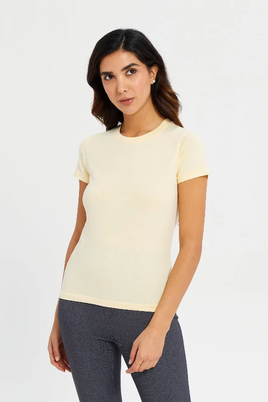 Women Yellow Basic T-Shirt