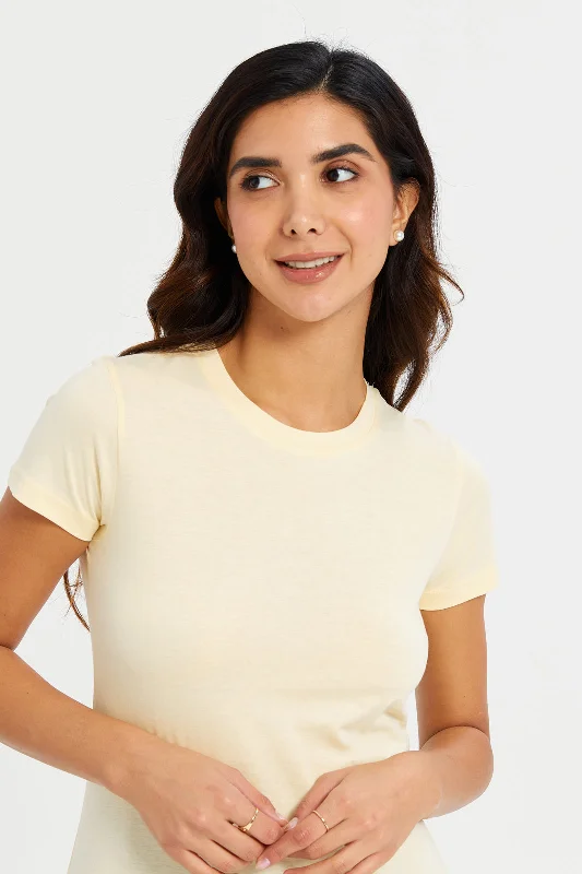 Women Yellow Basic T-Shirt