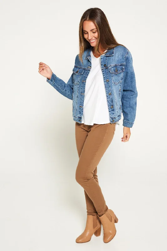 Angie Denim Jacket - Blue Mid Wash