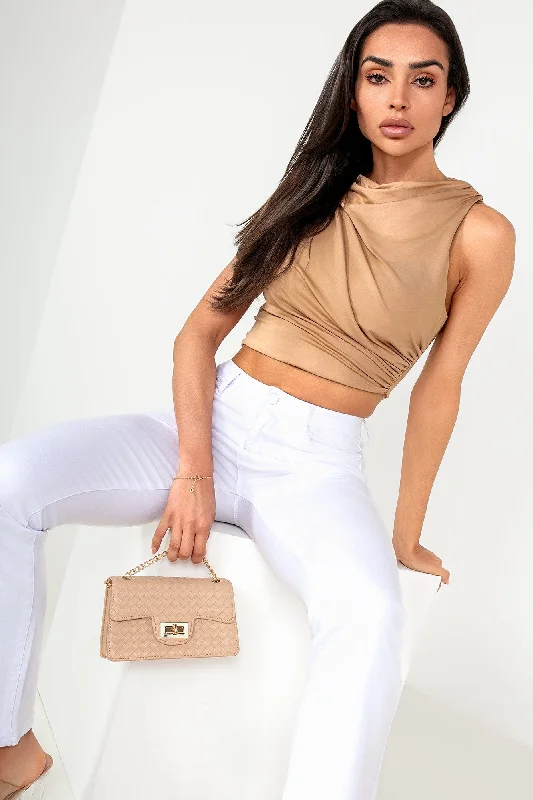 Atlas Camel Slinky Crop Top