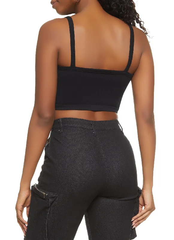 Ribbed Knit Seamless Cropped Cami