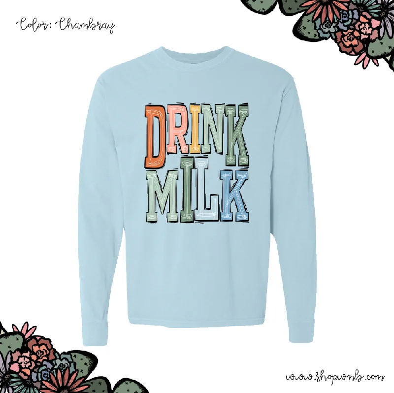 Boho Drink Milk LONG SLEEVE T-Shirt (S-3XL) - Multiple Colors!