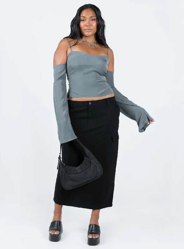 Cold Shoulder Top Slate