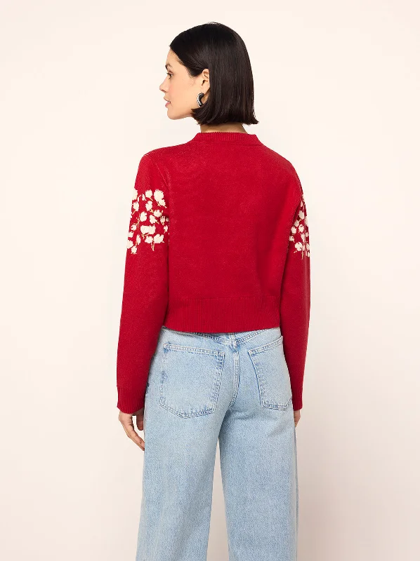 Ginnie Red Floral Knit Cardigan