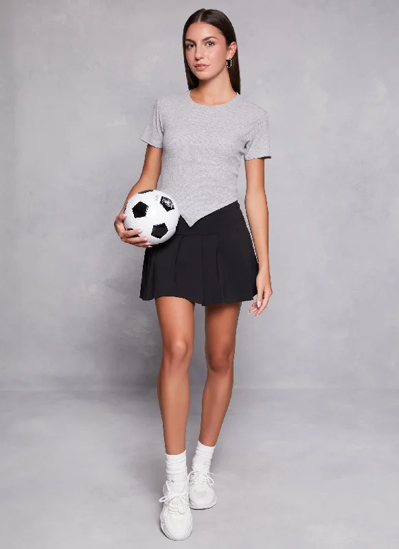 Rib Knit Hanky Hem Cropped Tee