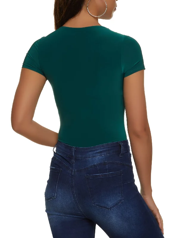 Spandex Crew Neck Short Sleeve Bodysuit