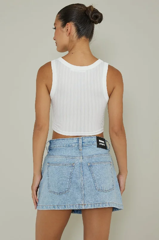 In Sync Scoop Neck Crop Top White