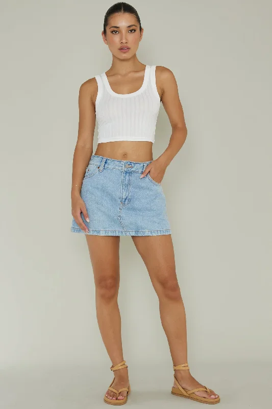 In Sync Scoop Neck Crop Top White