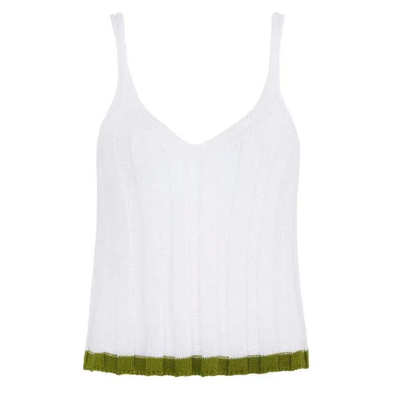 Jodie Ribbed Knitted Cami Vest - White