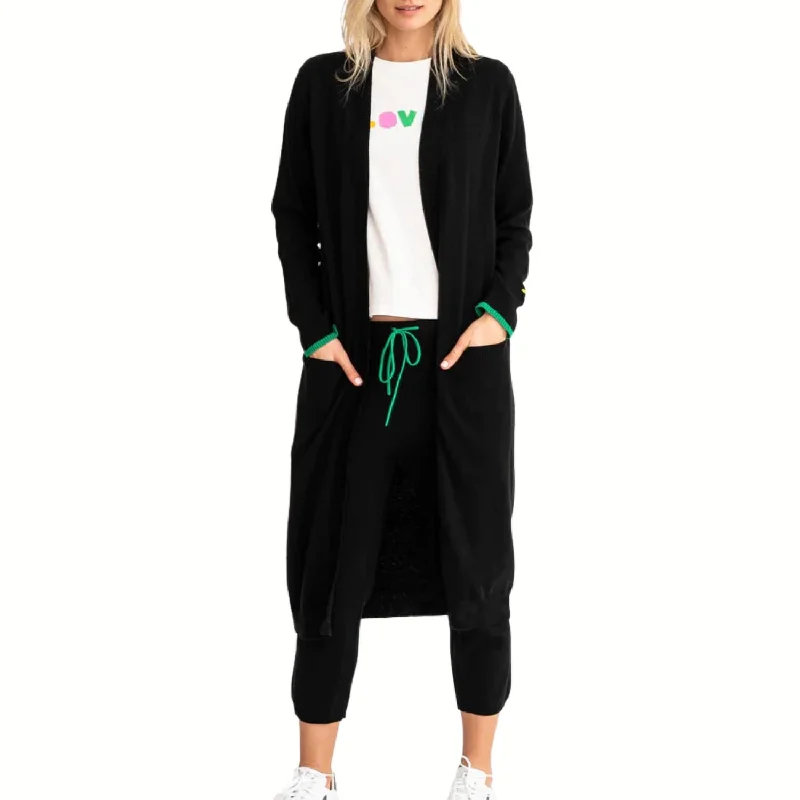 London Super Long Cardigan In Black