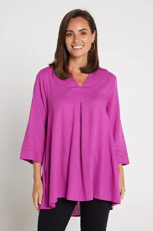 Marcella Linen Shirt - Magenta