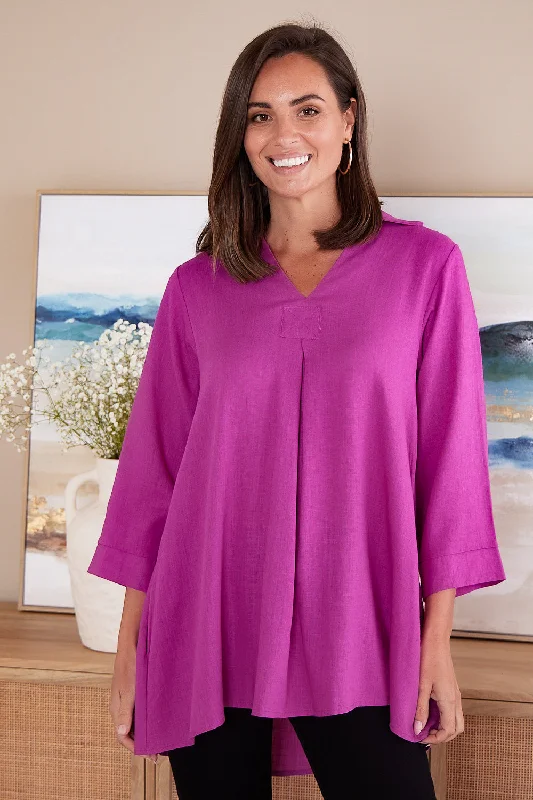 Marcella Linen Shirt - Magenta