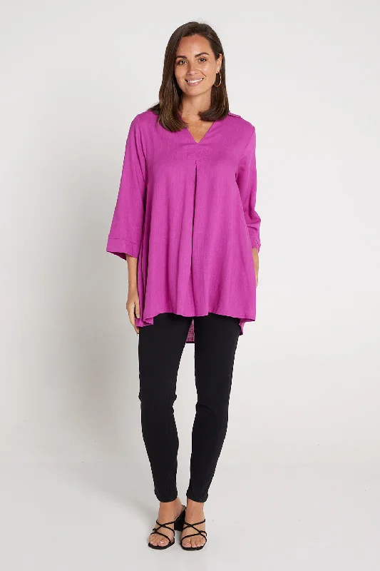 Marcella Linen Shirt - Magenta