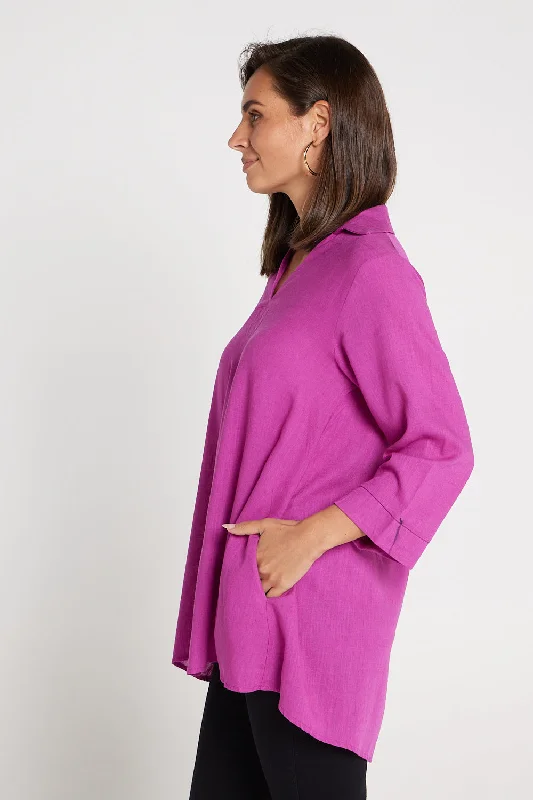 Marcella Linen Shirt - Magenta