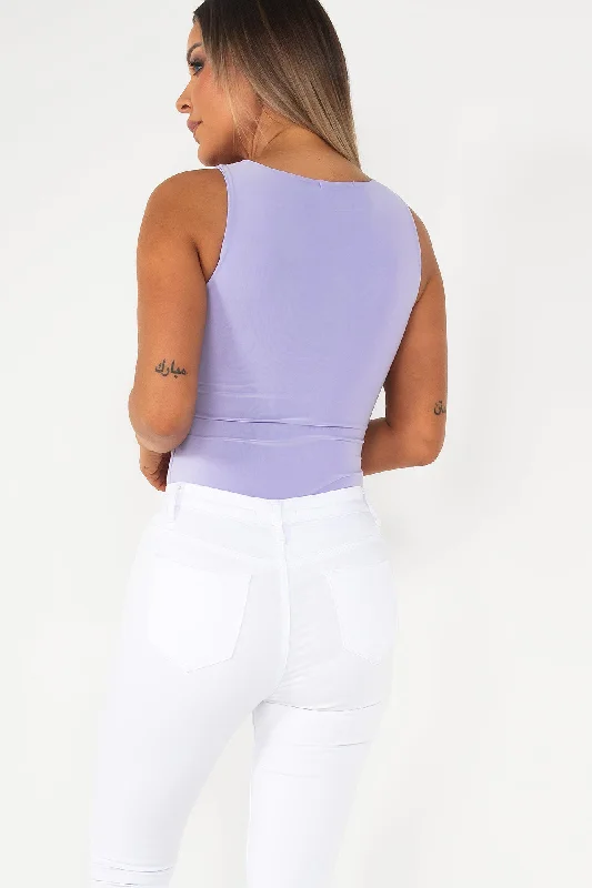 Quinn Lilac Sleeveless Slinky Bodysuit