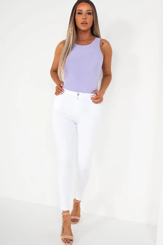 Quinn Lilac Sleeveless Slinky Bodysuit