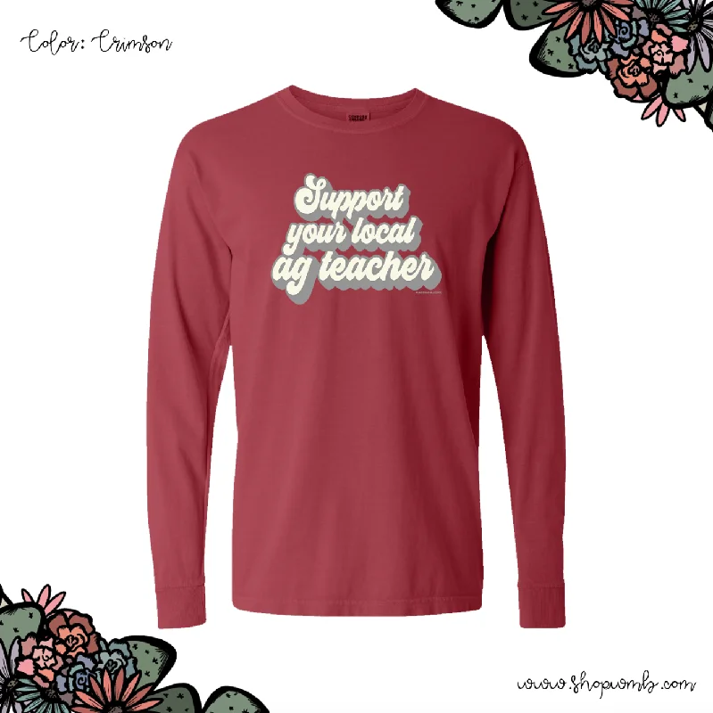 Retro Support Your Local Ag Teacher Grey LONG SLEEVE T-Shirt (S-3XL) - Multiple Colors!