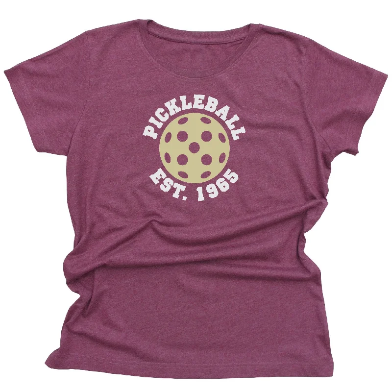 Retro Women's Pickleball T-Shirt - Pickleball Est. 1965 - Vintage Casual Cotton Blend