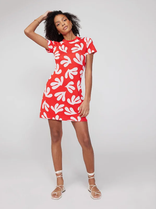 Rue Red Leaf Knit Mini Dress