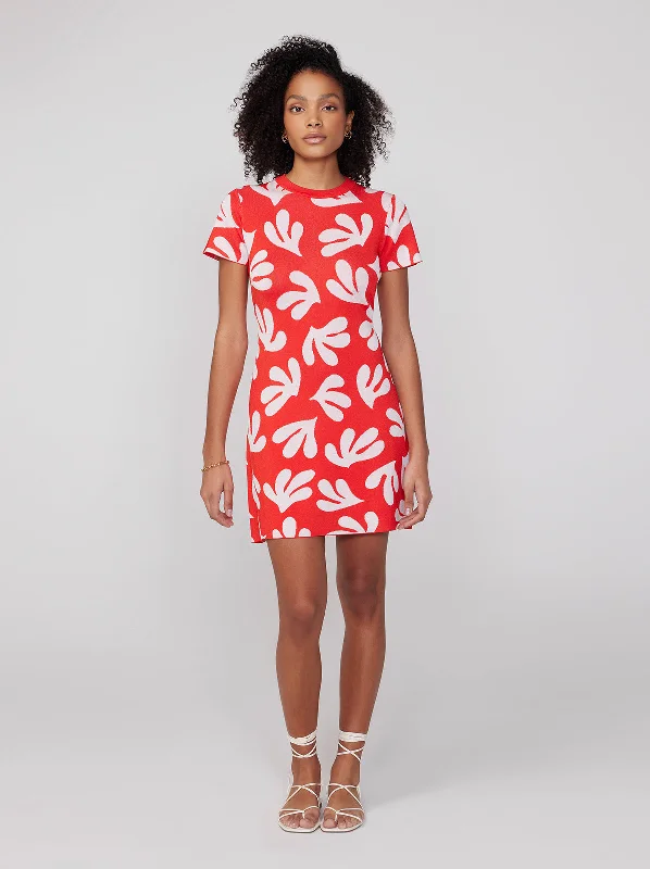 Rue Red Leaf Knit Mini Dress