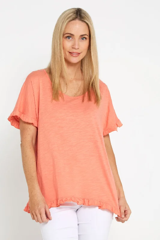 Ruffle Core Top - Coral