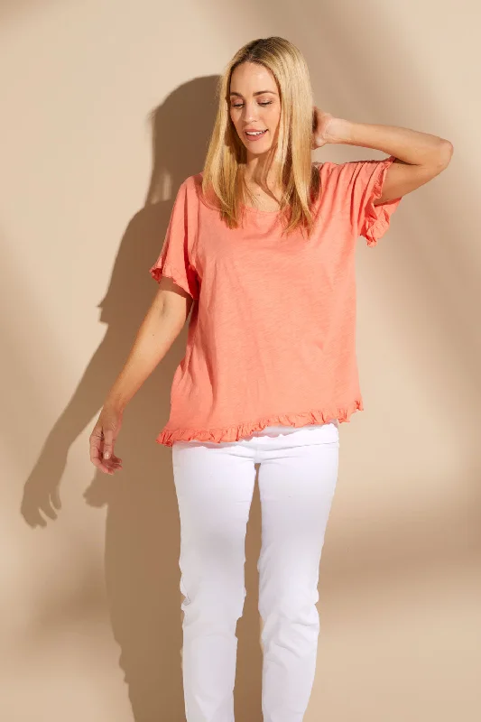 Ruffle Core Top - Coral